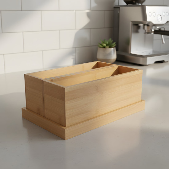 Wooden Organizer 2-Sections with Base